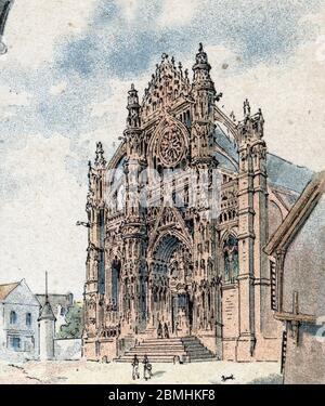 'Vue de la cathédrale Saint-pierre (Saint Pierre) de Beauvais, Oise' Gravure tiree de 'les francaises illustress' de Gustave Demoulin, 1889 - gravure Banque D'Images