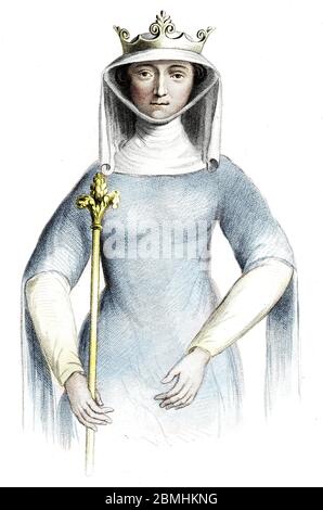 Portrait de la reine d'Angleterre Isabelle de France (Isabelle de France (Isabella de France) (1295-1358), reine consort du roi Edouard I) Gravure du Banque D'Images