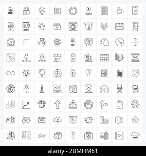 Jeu de 81 icônes et symboles UI pour l'investissement, le cadeau, l'éducation, la dame, le texte Illustration vectorielle Illustration de Vecteur