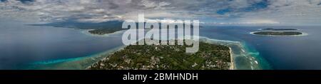 Vue aérienne des îles Gili vue depuis Gili air Indonésie Banque D'Images