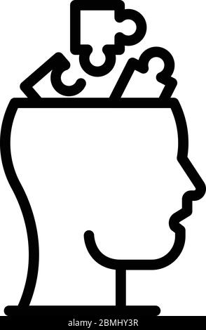 Icône Head Puzzles, style de contour Illustration de Vecteur