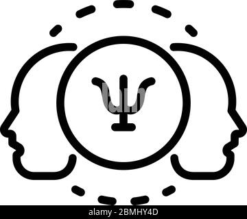 Deux visages et icône de psychologie, style de contour Illustration de Vecteur