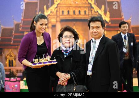 Prix d'excellence verte de Thaïlande 2012 .l'Autorité du tourisme de Thaïlande a été une fois de plus honorée de voir son Altesse Royale la Princesse de Thaïlande Ubolatana présenter la cérémonie prestigieuse des prix 2012 au stand de Thaïlande au marché mondial du voyage , mardi 6 novembre 2012 . Les juges ont déclaré : pour une entreprise relativement nouvelle , ils ont pris un départ impressionnant. La passion pour les éléphants et pour faire ce qu'il faut pour eux brille, influençant finalement l'avenir de tous les éléphants de Thaïlande , à la fois captifs et sauvages . Banque D'Images