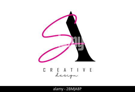 Lettres COMME signature monogramme logo vectoriel. Simple COMME icône avec deux polices différentes. Illustration Creative Serif et Vector manuscrite avec lettre Illustration de Vecteur