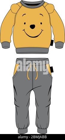Ensemble de combinaison de sport pour garçons à capuche et pantalon de jogging à motif temlate Illustration de Vecteur