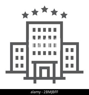 Icône de la ligne d'hôtels, tourisme et voyages, graphiques vectoriels de l'enseigne de l'hôtel, une icône linéaire sur fond blanc, eps 10. Illustration de Vecteur