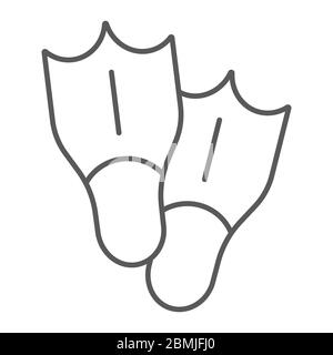 Plongée flippers icône de ligne mince, tourisme et plongée, natation flippers signe graphique vectoriel, une icône linéaire sur un fond blanc, eps 10. Illustration de Vecteur
