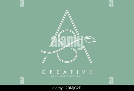 Lettres de présentation SOUS FORME DE logo S avec motif branche et feuille. Simple COMME icône avec fond vert. Illustration vectorielle créative avec lettres A et S. Illustration de Vecteur