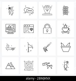 16 icônes universelles Pixel Perfect symboles de l'analyse, de la santé, de la médecine, de la technologie vecteur Illustration Illustration de Vecteur