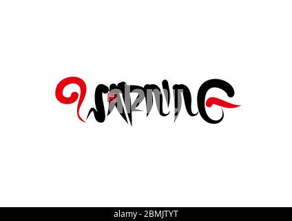 Texte de texte Warnig. Illustration vectorielle moderne de style calligraphie. Illustration de Vecteur