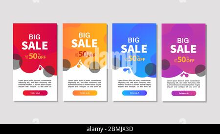 Dynamique moderne fluide mobile pour les bannières de vente flash. Modèle de bannière de vente, ensemble d'offres spéciales de vente Flash Illustration de Vecteur
