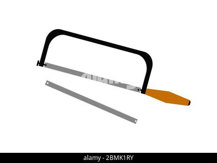 Scie à métaux pour serrurier métallique sur fond blanc. Illustration de Vecteur