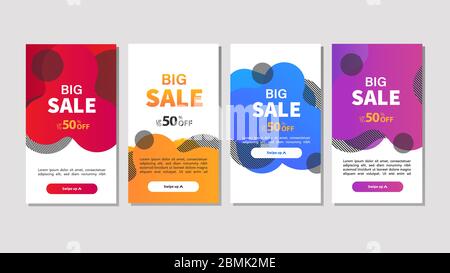 Dynamique moderne fluide mobile pour les bannières de vente flash. Modèle de bannière de vente, ensemble d'offres spéciales de vente Flash Illustration de Vecteur