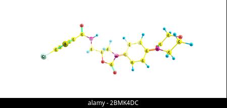 Le rivaroxaban est un médicament anticoagulant qui est pris par la bouche. Il est couramment utilisé pour prévenir les caillots sanguins. illustration 3d Banque D'Images