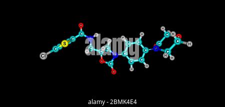 Le rivaroxaban est un médicament anticoagulant qui est pris par la bouche. Il est couramment utilisé pour prévenir les caillots sanguins. illustration 3d Banque D'Images