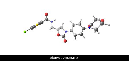 Le rivaroxaban est un médicament anticoagulant qui est pris par la bouche. Il est couramment utilisé pour prévenir les caillots sanguins. illustration 3d Banque D'Images