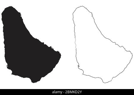 Carte de la Barbade. Silhouette et contour noirs isolés sur fond blanc. Vecteur EPS Illustration de Vecteur