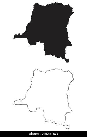 Carte du Congo. Silhouette et contour noirs isolés sur fond blanc. Vecteur EPS Illustration de Vecteur