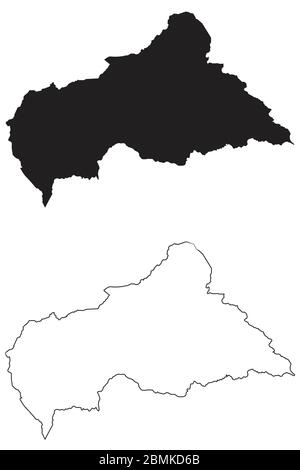 Carte de pays de la République centrafricaine. Silhouette et contour noirs isolés sur fond blanc. Vecteur EPS Illustration de Vecteur