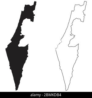 Carte de pays d'Israël. Silhouette et contour noirs isolés sur fond blanc. Vecteur EPS Illustration de Vecteur