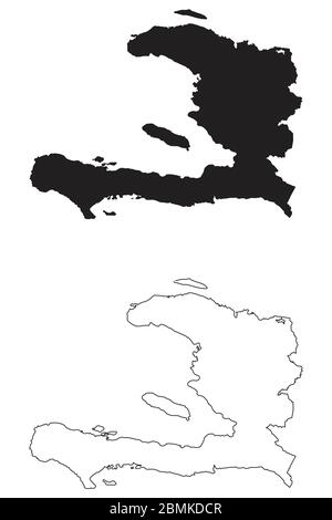 Carte de pays d'Haïti. Silhouette et contour noirs isolés sur fond blanc. Vecteur EPS Illustration de Vecteur