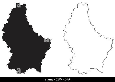 Carte du Luxembourg. Silhouette et contour noirs isolés sur fond blanc. Vecteur EPS Illustration de Vecteur