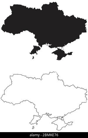 Carte de pays de l'Ukraine. Silhouette et contour noirs isolés sur fond blanc. Vecteur EPS Illustration de Vecteur