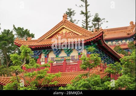 Monastère de po Lin à Ngong Ping sur l'île de Lantau, Hong Kong Banque D'Images