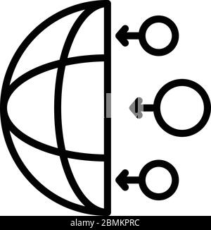 Trois cercles pointent l'icône du demi-globe, style de contour Illustration de Vecteur