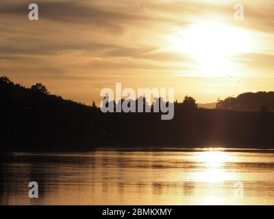 Soleil sur le paysage du Rhin, ville de Stein am Rhein en Suisse Banque D'Images