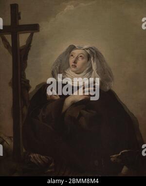 Saint-Margaret de Cortona (1247-1297). Femme italienne du troisième ordre de Saint François. Portrait de Giovanni Domenico Tiepolo (1727-1804). Huile sur toile. Musée national des Beaux-Arts. Valletta. Malte. Banque D'Images