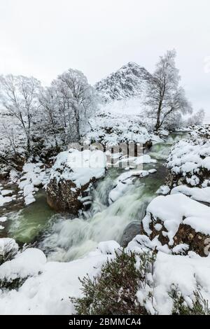 Buachille Etive Mor, Rannoch Moor, Écosse, enneigée Banque D'Images
