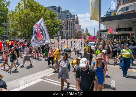 Sydney, Australie - 26 janvier 2020 : les gens manifestent le jour de l'Australie à Sydney, en Australie. Les gens qui exigent la justice sociale de l'Australi Banque D'Images