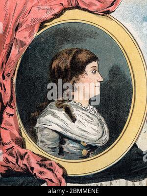 Revolution francaise : 'Portrait de Manon (Jeanne Marie) Roland Philiponon dite Madame Roland (1754-1793), membre du parti girondin' - Gravure tiree de Banque D'Images