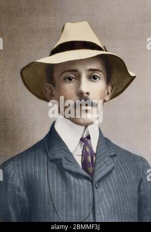 Portrait de Alberto Santos-Dumont (Santos Dumont) (1873 - 1932), ingenieur et aéronautique résilien - Photographie debut 20eme siecle (Portrait de brazi Banque D'Images