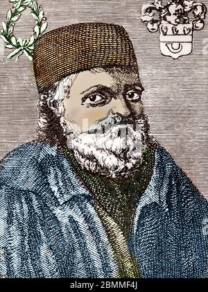 Portrait de l'alchimiste français Nicolas Flamel (1330-1418) - Gravure - Portrait de l'alchimiste français Nicolas Flamel - Gravure Collection privée Banque D'Images