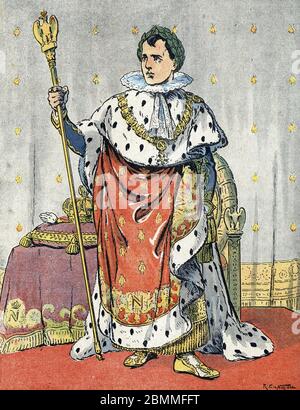 'Portrait de l'empereur Napoléon Ier (1769-1821)' Illustration de Raymond de Neziere dans 'nos-gloires-nationales' 1920 Collection privee Banque D'Images