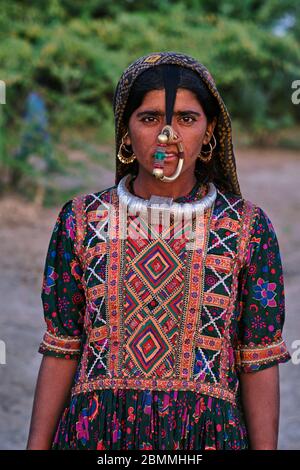 Inde, Gujarat, Kutch, district de Banni, femmes Jat, population musulmane Banque D'Images
