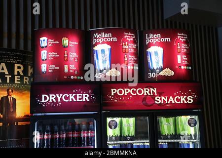 Mjölby, Suède 20200401 comme beaucoup d'autres industries, les cinémas du pays sont difficiles à l'heure actuelle. De nombreux cinémas sont temporairement fermés, mais le cinéma Saga à Mjölby est ouvert pendant ces temps de corona. Cependant, on est attentif à suivre les restrictions des autorités avec le nombre de visiteurs, etc photo Jeppe Gustafsson Banque D'Images