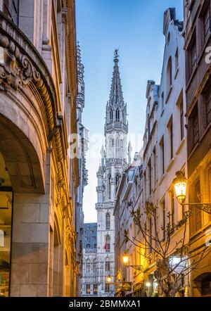 Paysage urbain de la ville de Bruxelles pendant les vacances de Noël, Bruxelles, Belgique Banque D'Images