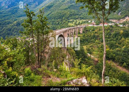 Pont Durdevica Tara, pont en voûte en béton au-dessus du canyon de la rivière Tara, parc national de Durmitor, site classé au patrimoine mondial de l'UNESCO, Alpes Dinaric, Monténégro Banque D'Images