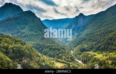 Canyon de la rivière Tara, vue depuis le pont de la Tara Durdevica, parc national de Durmitor, site classé au patrimoine mondial de l'UNESCO, Alpes Dinaric, Monténégro, Europe du Sud-est Banque D'Images