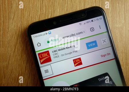 Le site Web de la Banque CIBC USA (www.cibc.com) est affiché sur le téléphone intelligent Banque D'Images