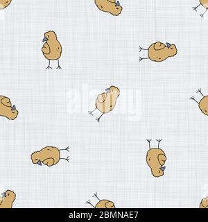 Style de poussin jaune ferme français sans couture. Le linge de Provence est chic. Fond de texture rustique dessiné à la main. Poulet de style campagnard Illustration de Vecteur