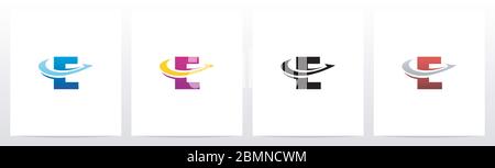 Logo Swoosh de la lettre avec lignes fléchées E Illustration de Vecteur