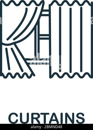 Rideaux de la collection intérieure. Symbole simple de rideaux d'élément de ligne pour les modèles, la conception de sites Web et les infographies Illustration de Vecteur