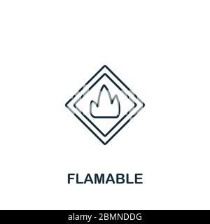 Icône flammable de la collection de sécurité. Symbole flamand en ligne simple pour les modèles, la conception Web et les infographies Illustration de Vecteur