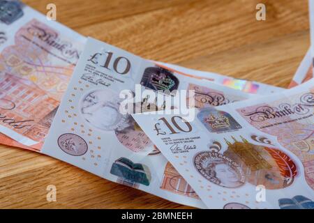 Monnaie britannique, billets de dix livres Banque D'Images