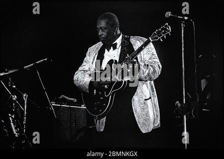 10 mars 1996, le légendaire roi du blues B.B. King - Blues Boy, qui se présente à l'Arena Hall de Poznan, en Pologne. Guitariste et chanteur de blues américain. Banque D'Images