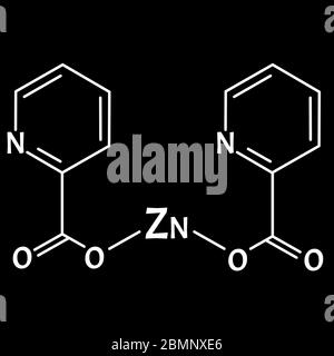 Formule chimique moléculaire picolinate de zinc. Infographies du zinc. Illustration vectorielle sur un arrière-plan isolé. Illustration de Vecteur